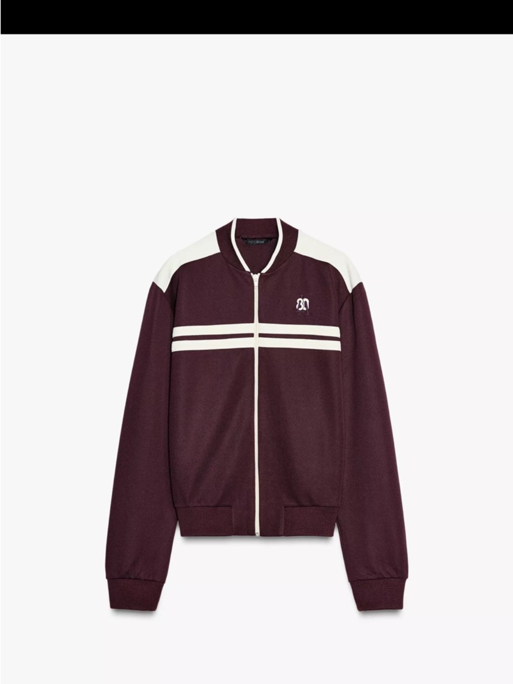 Zara Burgundy and White Varsity Track Jacket, Size Snn
